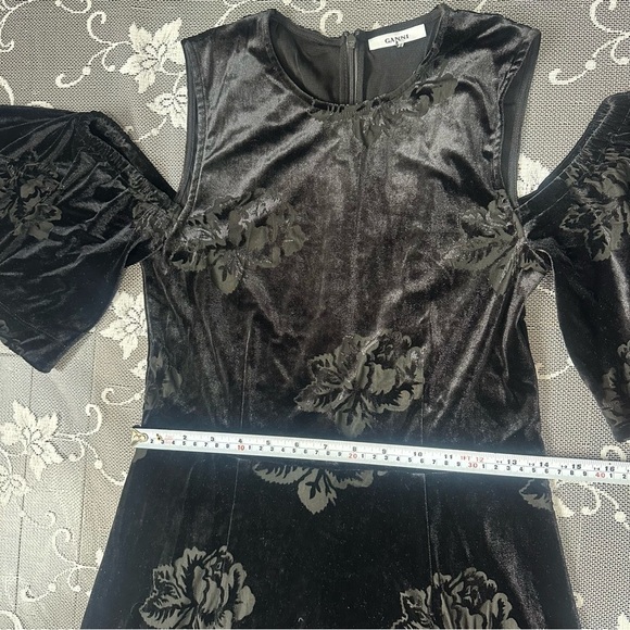 Ganni Black Bloomsbury Velvet  Maxi Dress Sz 38 - Picture 12 of 14